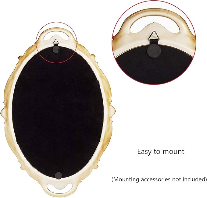 Vintage Decorative Gold Framed Mirror, Small Oval Wall Hanging Mirror -Small- 9.6