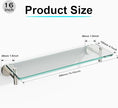 Glass Shelves for Bathroom,16-Inch Brushed Nickel Floating Bathroom Shelf Stainless Steel Tempered Glass Shelf Modern Shelves Wall Mounted