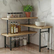 3-Tier Bamboo Corner Countertop Organizer with Extended Top Tier – Kitchen Counter Shelf for Small Spaces, Coffee Bar Organizer, Spice Rack, Bathroom Counter Storage, Space Saver