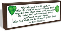 Irish Prayer Sign, Green Wood Signs, Rustic Framed Desk Decor, St.Patrick's Day Wooden Box Sign for Home Bedroom Office Shelf Table Decor, Irish Blessing Signs Gift, 9.5x3.1x1 inches
