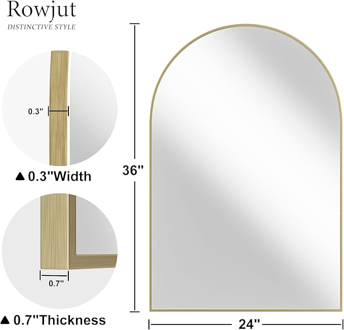 Gold Arched Bathroom Mirror for Wall-36