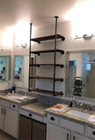 Industrial Wall Mount Iron Pipe Shelf Shelves Shelving Bracket Black Vintage Retro Ceiling Hung Shelf DIY Open Bookshelf Storage for offcie Room Kitchen (2PcsX5Tier,68