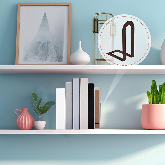 Chunful 12 Pcs Modern Metal Book Ends for Shelves Decorative Small Bookends Book Shelf Organizer Minimalist Design Stopper to Hold Books for Home Office (Bronze,5.5 * 3.75 * 2.25inch)