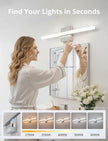 Combuh 24 Inch Chrome Vanity Light Fixtures for Mirror Long Led Bars for Bathroom, Modern No Glare 5 Color Adjustable Easy Install Rustproof Simple Slim Lighting Bright for Powder Room