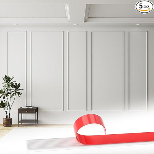 5 Set Accent Wall Molding Kit Premade Wainscoting Panels Wall Molding Peel and Stick Panel White Pre Cut Trim for Walls Picture Frame Molding for Home Decoration(31 x 78 Inch)