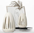 Ceramic Vase - Set of 2 for Home Decor,White Hollow-Out Design Vases Minimalist Nordic Boho Style for Modern Farmhouse Decor, Living Room、 Kitchen、Mantle、Bedroom、Dining Table、Office
