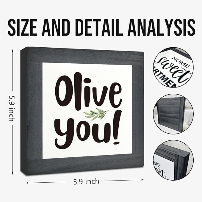 Olive You Signs, Home Kitchen Decor, Box Sign Wood Desk Sign Decors, Cute Kitchen Decor for Shelf, Olive Branch Sign, Farmhouse Decors, Home Bar Decor B