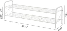 Hoctieon 2 Tier Shoe Rack for Closet, Durable Mesh Style Shoe Rack, Entryway Shoe Shelf, Shoe Storage Organizer for Hallway, Bedroom, Living Room, Wardrobe, White