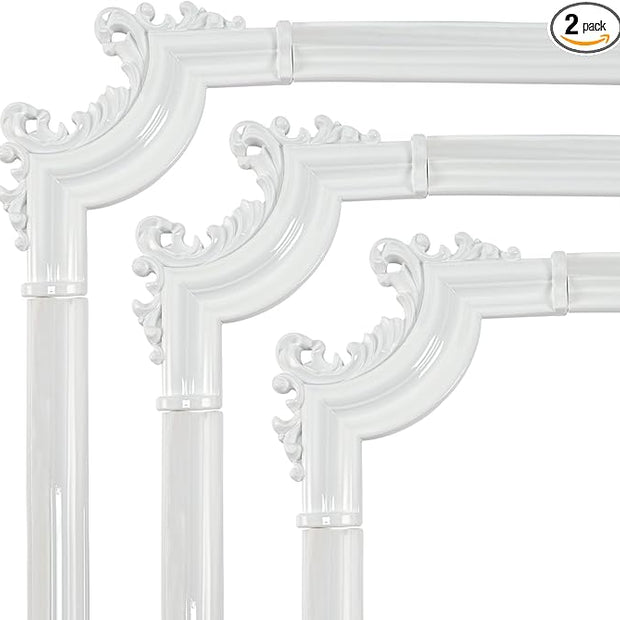 French Style 3D Floral PVC Panels - 6.1INx6.1IN.Self-Adhesive Corner Molding for DIY Wainscoting & Furniture Decor (2PCS,White)