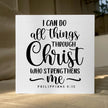 I Can Do All Things Through Bible Verse Artwork Wood Box Sign Rustic Farmhouse Style Philippians 4 : 13 Christian Wood Block Plaque 5 X 5 Inches Home Office Desk Sign Decor for Presents