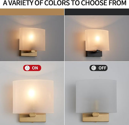 Hardwired Wall Sconces Set of 2, Modern Acrylic Shade Wall Light Fixture, Gold Walls Mounted Lamp with Ceramic Lamp Holder, Classic E26 Bulb Walls Lighting for Bedroom, Hallway 【No Bulb Included】