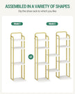 6 Tiers Vertical Shoe Rack, Narrow Shoe Tower, Tall Shoes Shelf with 2 Hooks, Adjustable Shelves, Corner Shoes Shelves for Small Spaces, Entryway, Living Room, White Gold SR04213A