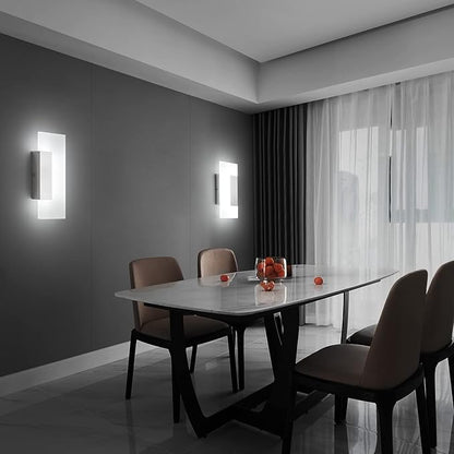 LMQNINE Modern LED Acrylic Wall Sconce White Light 6000K Hardwired Acrylic Wall Light Lighting for Bedroom Corridor Stairs Bathroom Indoor Lighting Fixture Lamps Home Room Decor (2-Pack)…