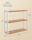 SONGMICS Bamboo Bathroom Shelf, 3-Tier Adjustable Plants Rack, Wall-Mounted or Stand, in The Living Room, Balcony, Kitchen, 5.9 x 23.6 x 21.3 Inches, Natural and Cloud White UBCB13WN