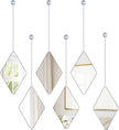Suzile 6 Pcs Diamond Wall Mirror Set with Chain Hanging with Diamond Handle Frame Decorative Chain Mirror for Home Entryways Living Room Bathroom Farmhouse Wall Decor(Silver)