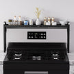 Kitchen Spice Rack Over The Stove, Shelf for Back of Stove, Stove Top Shelf for Seasoning Organizer, Over Oven Shelf, Countertop, Expandable Length 27.3''-32.6'', 4 Adjustable Height (Black, Normal)