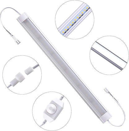 LABOREDUCER Under Cabinet Lighting Wired Plug in or Hardwired Warm White 2700K,8 Pack 11inch Linkable Dimmable LED Under Cabinet Lights with Power Adapter,24V Under Counter Lights for Kitchen