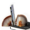 JIC Gem 1 Pair(6 to 8 Lbs) Natural Agate Bookends Decorative geode Book Ends for Heavy Books with Rubber Bumpers Crystal Bookends for Shelves and Office Decoration