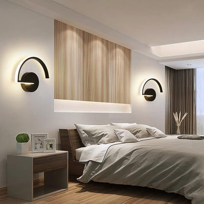 Simple Wall Sconce Matte Black Wall Light 8W LED Wall Lamp, Semi-arc Shape Wall Mount Lighting Fixtures Modern Sconces for Bedroom Bedside Living Room Hallway Stairwell