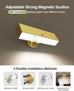Battery Powered Wall Sconce Lights Set of Two: Gold Rechargeable Wall Lights with Remote, Wireless LED Wall Mounted Lights, 360° Rotation Magnetic Cordless Scone Lighting for Bedroom Living Room