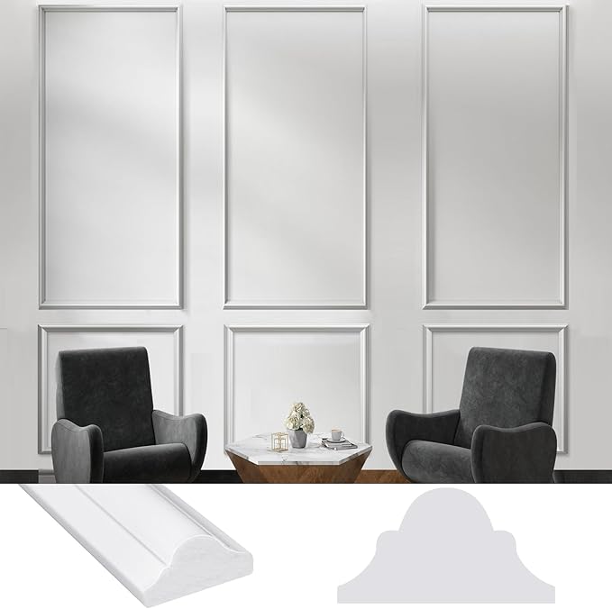3 Sets Peel and Stick Pre-Cut Wall Molding Kit Wainscot Wall Panel Premade Wainscoting Panels for Interior Molded Home Moulding Decoration(Novel)