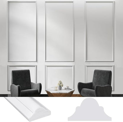 3 Sets Peel and Stick Pre-Cut Wall Molding Kit Wainscot Wall Panel Premade Wainscoting Panels for Interior Molded Home Moulding Decoration(Novel)