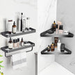 VOLPONE Bathroom Shelves Wall Mounted Glass Shelf for Floating Shelf Tempered Glass Shelves 2 Tier Bathroom Wall Organizer(Black)