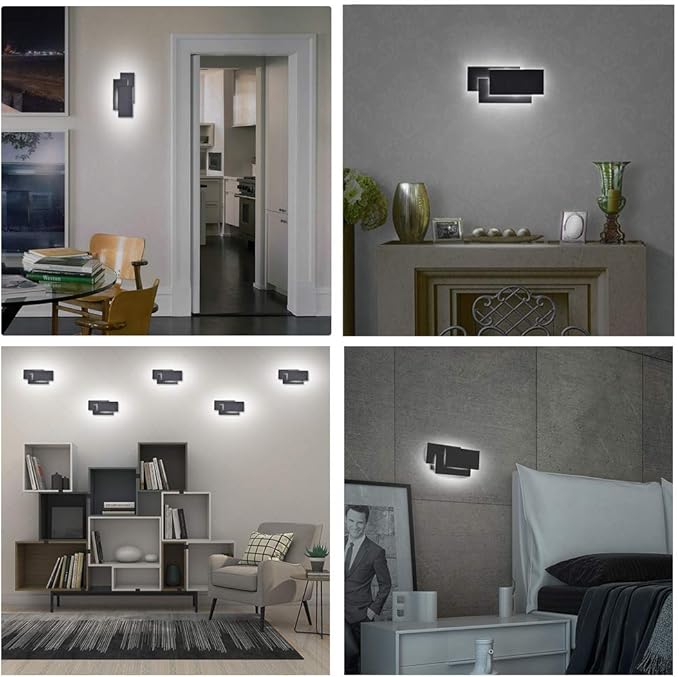 Ralbay 24W Black Wall Sconces Indoor Modern LED Wall Light for Bedroom Up and Down Wall Mount Light, Natural White 4000K