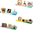 4Pack Acrylic Wall Shelf Organizers 15Inch Floating Shelf for Wall Decor Bookshelf for Kids Modern Iridescent Wall Mount Shelf (4, Iridescent)