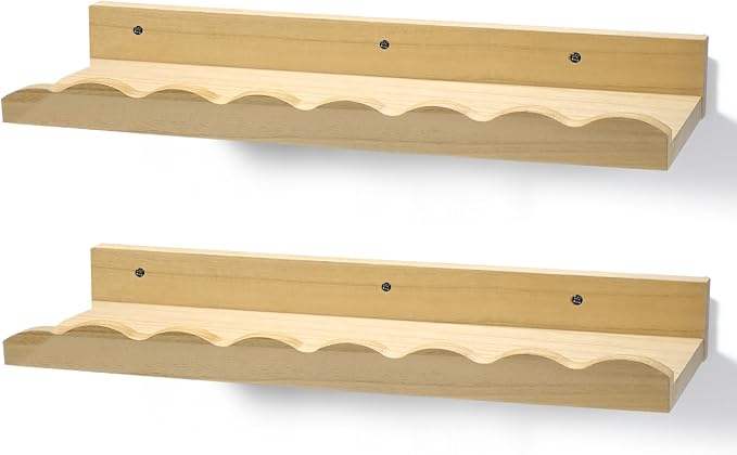 Suzile 2 Pcs Scalloped Shelves Wall Floating Shelves Set for Room, Bathroom, Bedroom, Cute Room Decor Aesthetic and Books, Toys, Photo Frames Storage(16.5