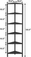 TUTOTAK Corner Shelf, 6-Tier Corner Bookshelf for Small Space, Narrow Display Corner Shelf Stand with Storage Rack, for Living Room, Bedroom, Black BS05BK006
