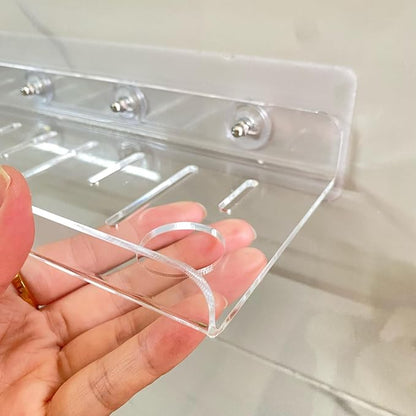 Acrylic Floating Shelves, 2 Pack, 12 inch, Adhesive Bathroom Shelves, Rental Friendly Wall Shelf No Drill Shelf, Wall Organizer for Perfume, Cosmetics, Skincare, Home Decor