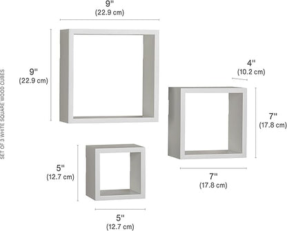 MELANNCO Floating Square Cube Shelves, for Bedroom, Living Room, Bathroom, Kitchen, Nursery, White (Pack of 12)