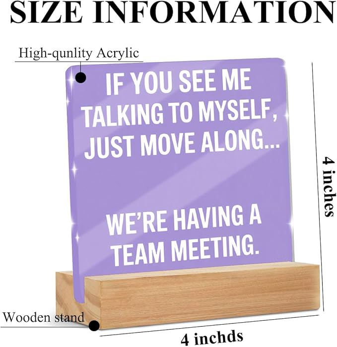 Purple Gifts for Women Acrylic Sign With Wooden Stand，Humorous Acrylic Office Desk Accessories Decoration,Purple Desk Decor for Office Dorm Room Home Bedroom, Coworkers Friends Family Gifts