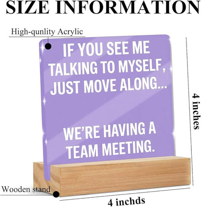 Purple Gifts for Women Acrylic Sign With Wooden Stand，Humorous Acrylic Office Desk Accessories Decoration,Purple Desk Decor for Office Dorm Room Home Bedroom, Coworkers Friends Family Gifts