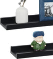 Long Floating Shelves 36 Inches Set of 4,Wood Picture Shelf for Wall with Ledge,Photo Frames Display Shelves Wall Mounted for Living Room Bedroom Kids Nursery,Home Decor (Rustic Black, 36