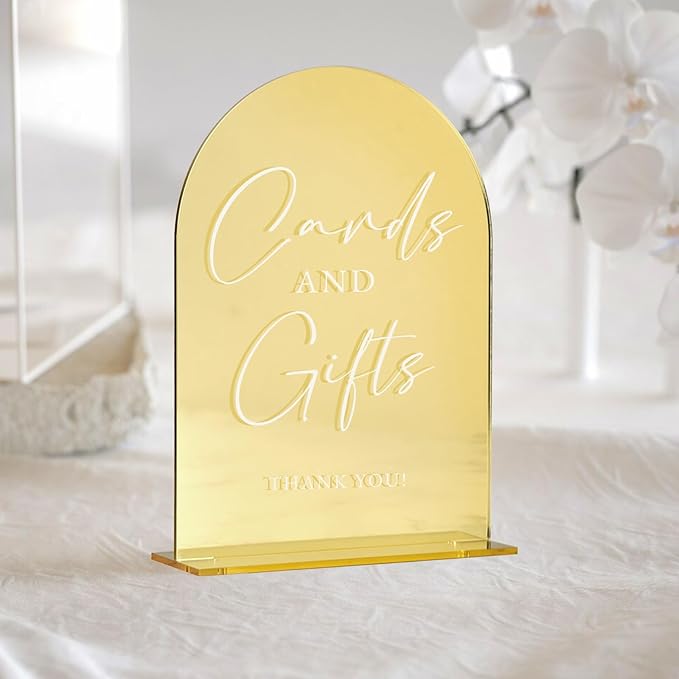 Set of 2 Gold Acrylic Wedding Signs, 5