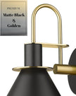 Wall Sconces Set of Two, HWH Modern Sconce Wall Lighting, 1-Light Black Barn Vanity Light, Industrial Wall Lamp for Bedroom Kitchen Bathroom, Black and Gold Finish, 5HZG56B-2L BK+BG