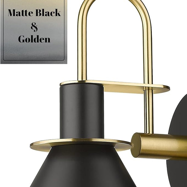 Modern 1 Light Bathroom Vanity Light Fixture, HWH Industrial Wall Sconce Lamp for Indoor Outdoor, Black Gold Finish Wall Light for Bedroom, Kitchen Sink, Above Mirror, 5HZG56B BK+BG
