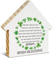 Irish Blessing Decor, St. Patrick's Day Decorations, Irish Gifts, Shamrock House Shaped Wood Block Sign, Home Decor for Desk Table Shelf, St Patricks Day Decorations