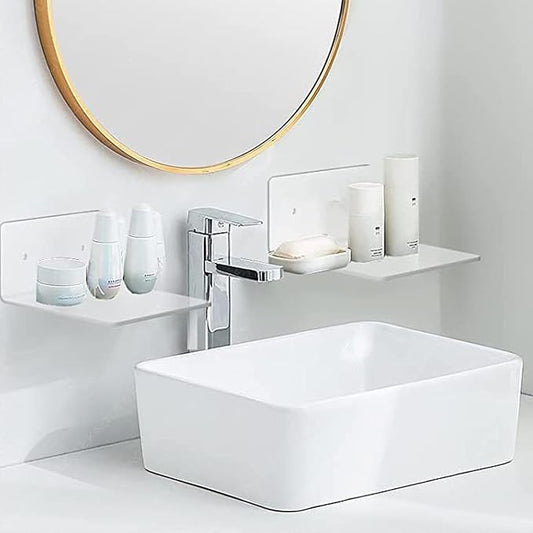 4 Pack Small Floating Shelves for Wall, 4'' Clear Acrylic Wall Shelf Display Ledges for Bedroom, Bathroom, Living Room & Office, Mini Storage Shelves Screw Installation