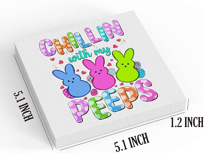 Funny Easter Decorations Peeps Decorations Easter Table Decor Chillin With My Peeps Wooden Box Sign for Home Office Bedroom Living Room Desk Shelves