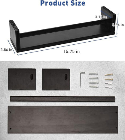 Gneric Floating Shelves for Wall, Black Nursery Book Shelves, 15.7 inch Kids Bookshelf, Wall Shelves for Living Room Bedroom Decor,Kitchen Spice Rack,Bathroom Storage Rack(4 Pack)