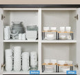 NEX Kitchen Cabinet and Counter Shelf Organizer, Stackable & Expandable, Black and Natural