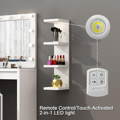 Versatile 4 Tier Wall Shelf Unit,White Lack Wall Shelf,Display Floating Shelf with LED Remote Control Light