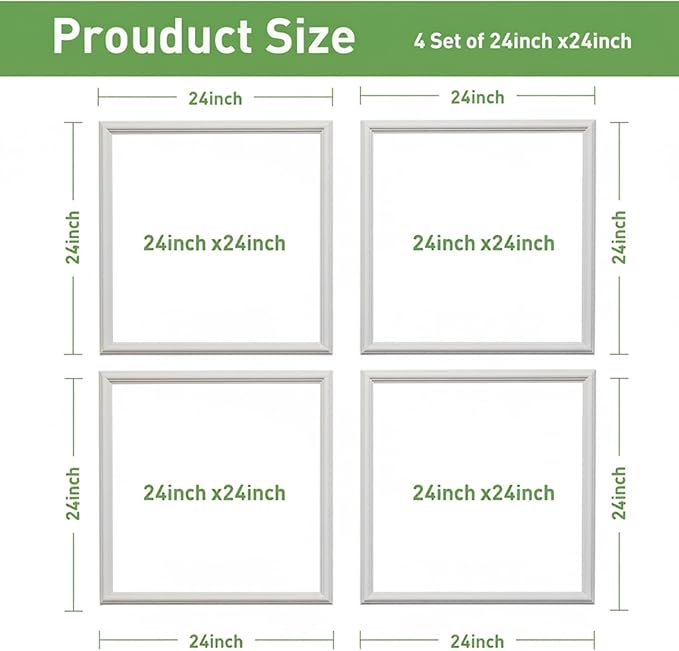 Peel and Stick Wall Molding, 4 Set 24" x 24" Premade Wainscoting Panels, Ready-to-Assemble Wall Accent Kit, Paintable Molding Trim Decor for Living Room Bedroom Hallway Kitchen Island