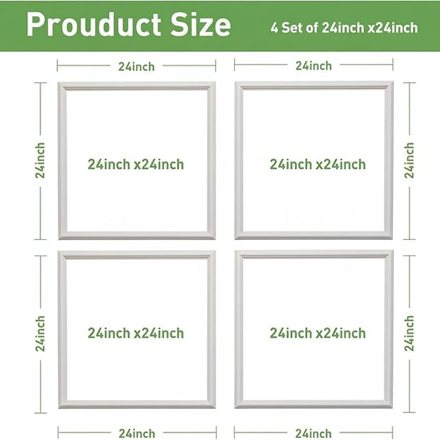 Peel and Stick Wall Molding, 4 Set 24" x 24" Premade Wainscoting Panels, Ready-to-Assemble Wall Accent Kit, Paintable Molding Trim Decor for Living Room Bedroom Hallway Kitchen Island