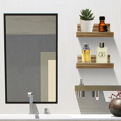 Z metnal Mini Floating Shelves, Small Natural Wooden Display Wall Shelf for Picture Ledge, Light Brown, 8 inch