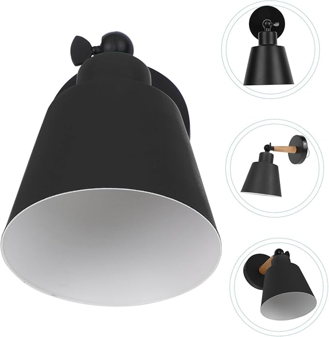 Nordic Modern Wall Light with Wood Accent Simple Stylish Hanging Wall Lamp for Bedroom Corridor and Bedside Metal Frame Elegant Minimalist Black Finish Bulb Not Included