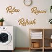 3 Pieces Bathroom Decor Rustic Bathroom Wall Art Wooden Bathroom Sign,Relax Renew Refresh Sign (Brown large)